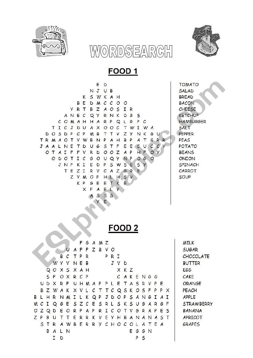 FOOD - WORDSEARCH  worksheet