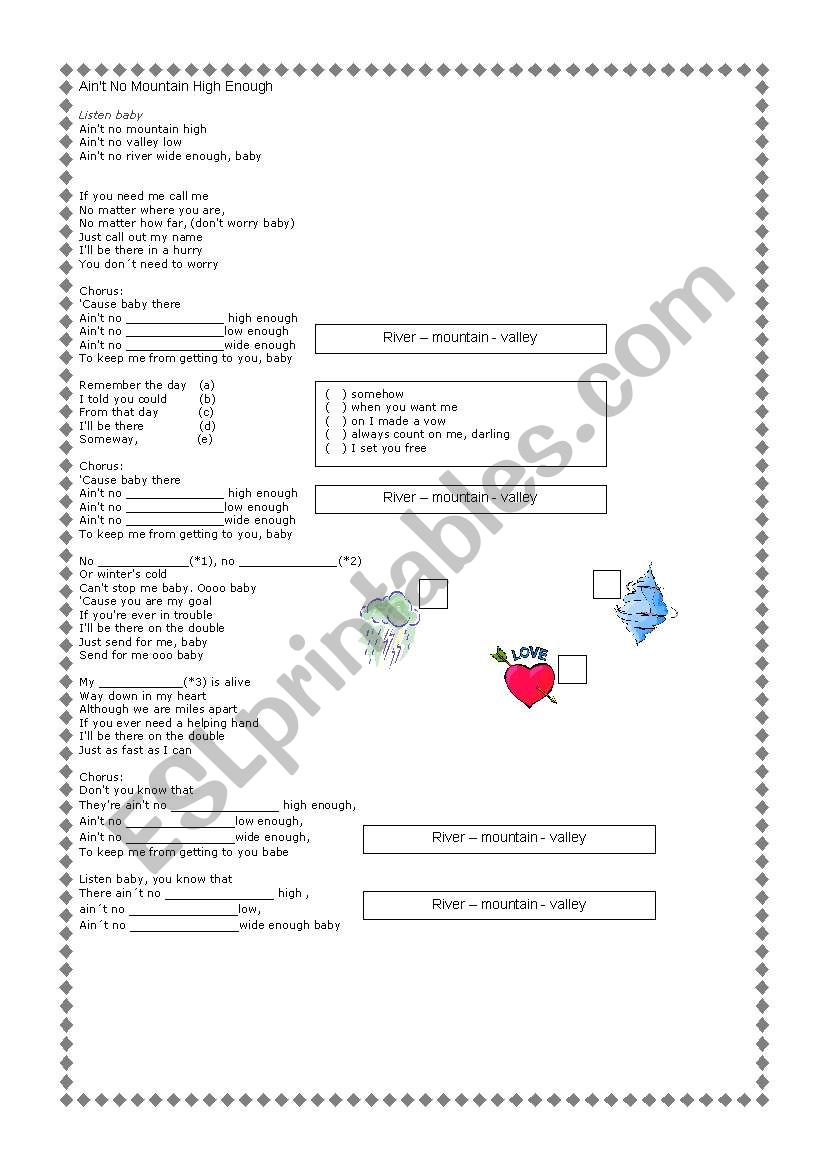 Aint No Mountain High Enough worksheet