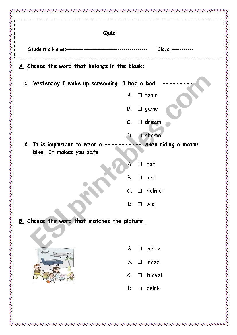 vocabulary worksheet