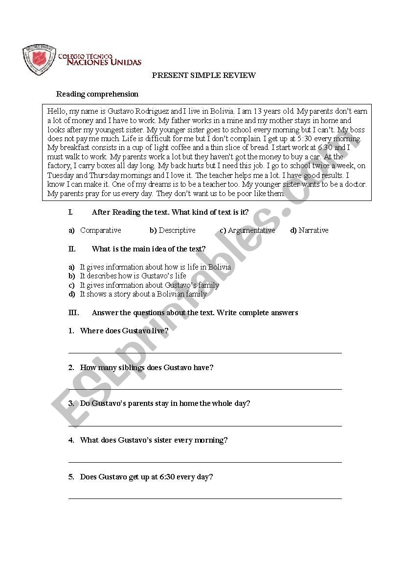 Present Simple worksheet