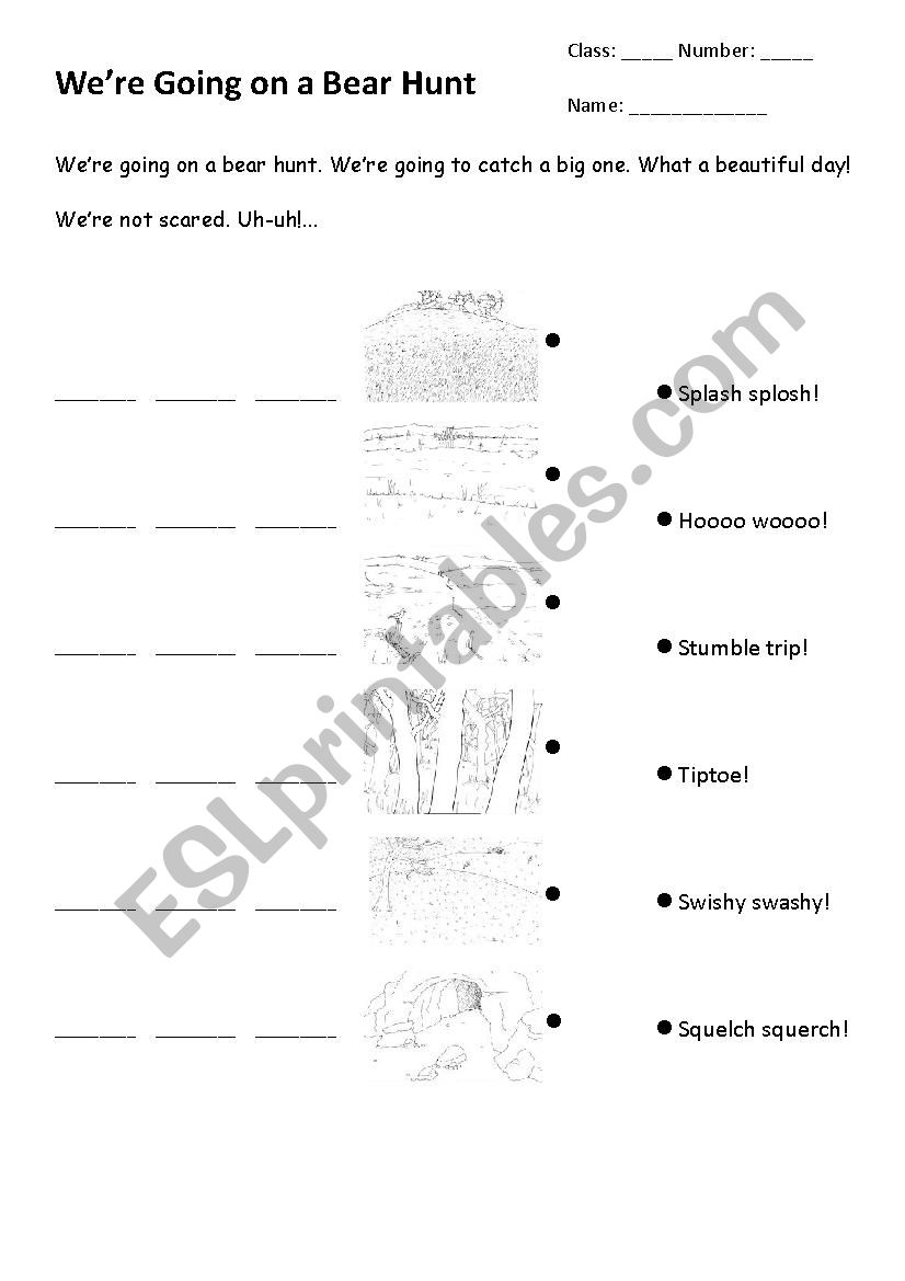 WeÂ´re Going on a Bear Hunt worksheet