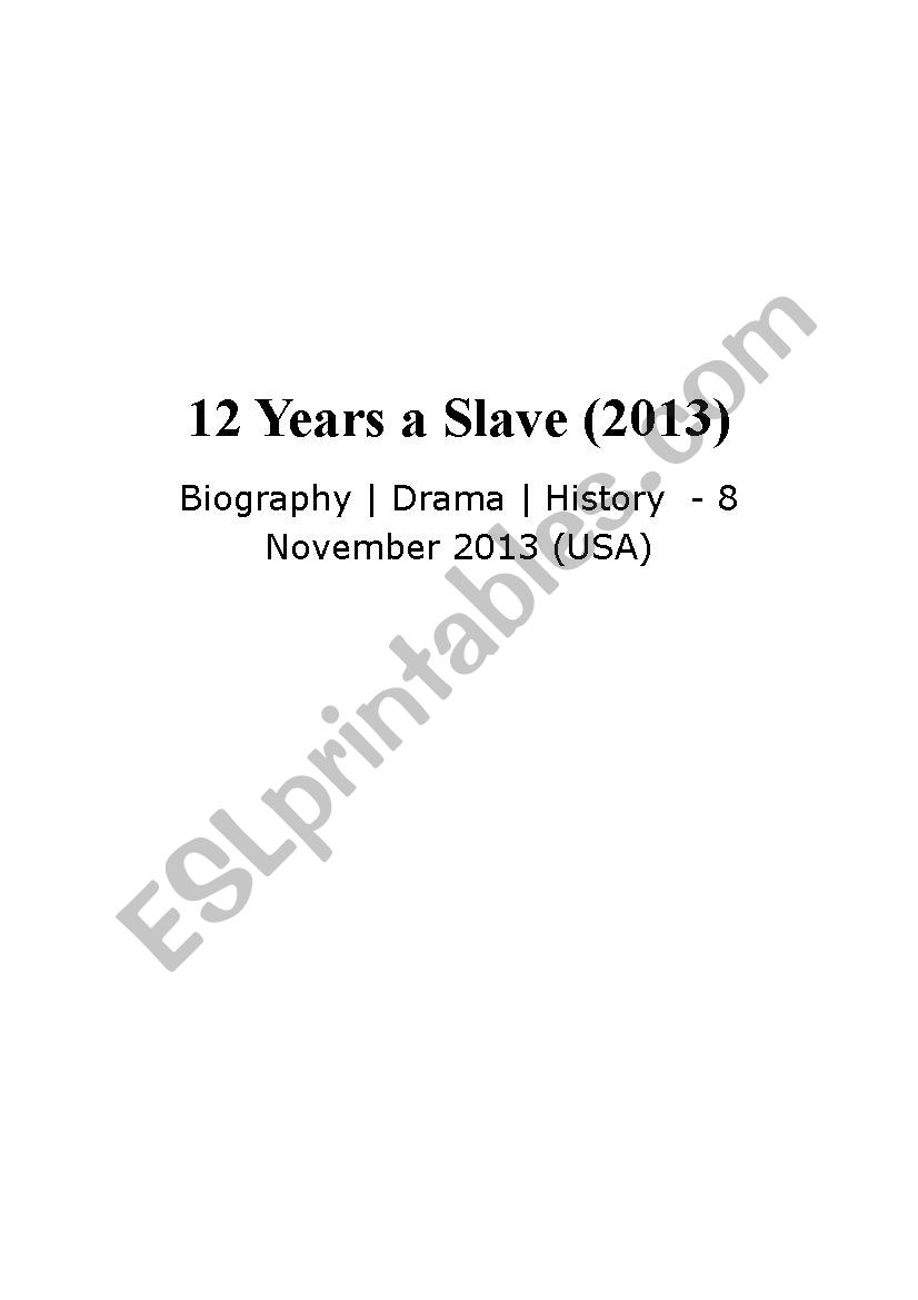 12 years a slave worksheet