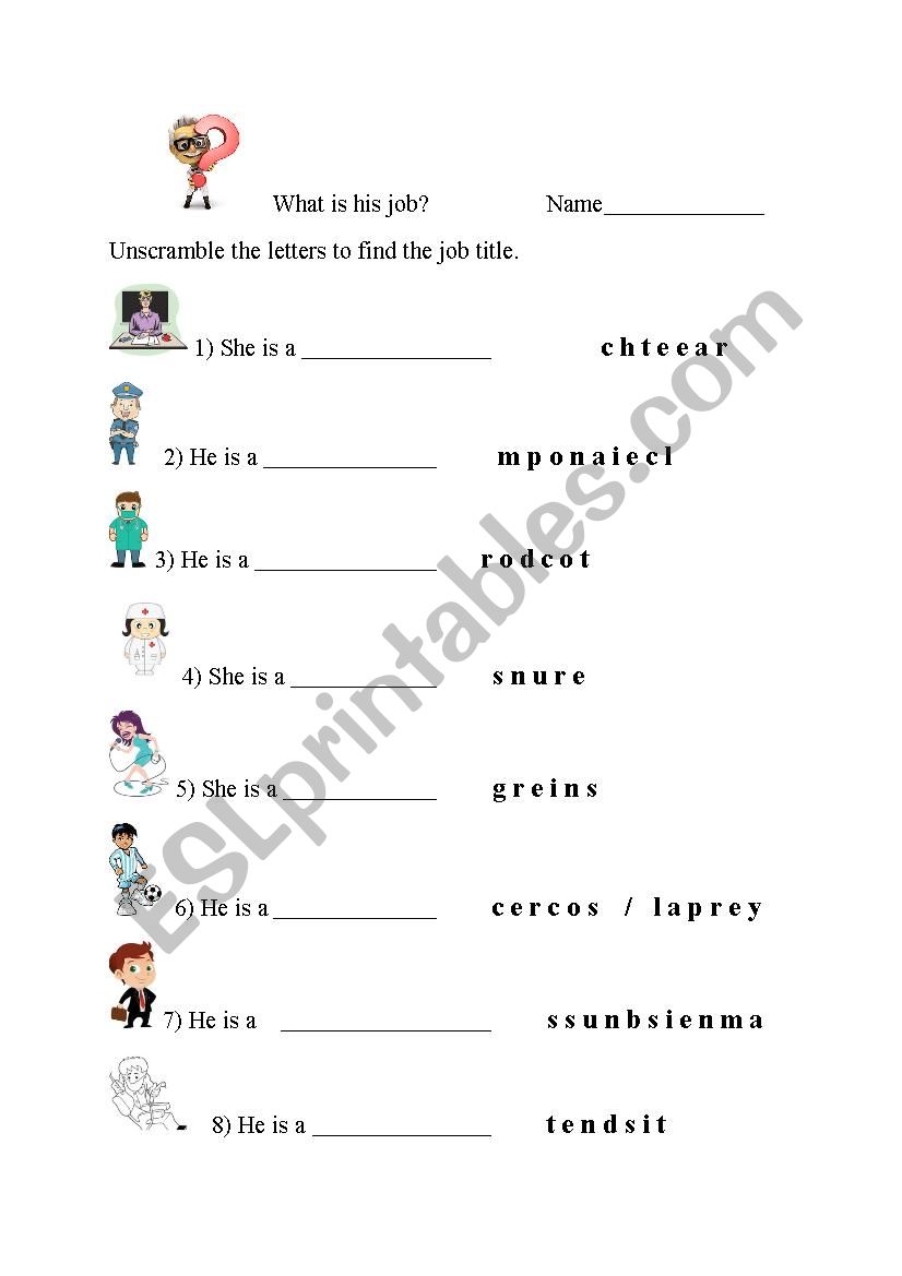 What is his job? worksheet