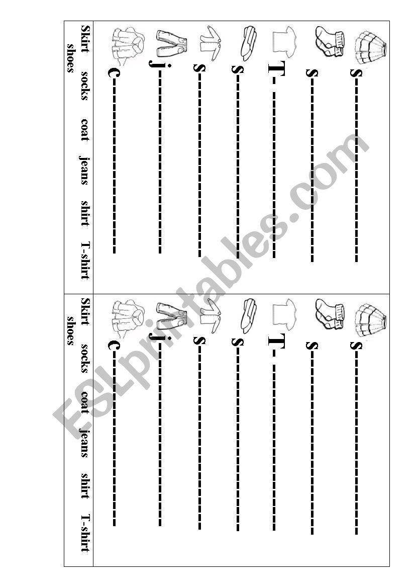 Clothes worksheet