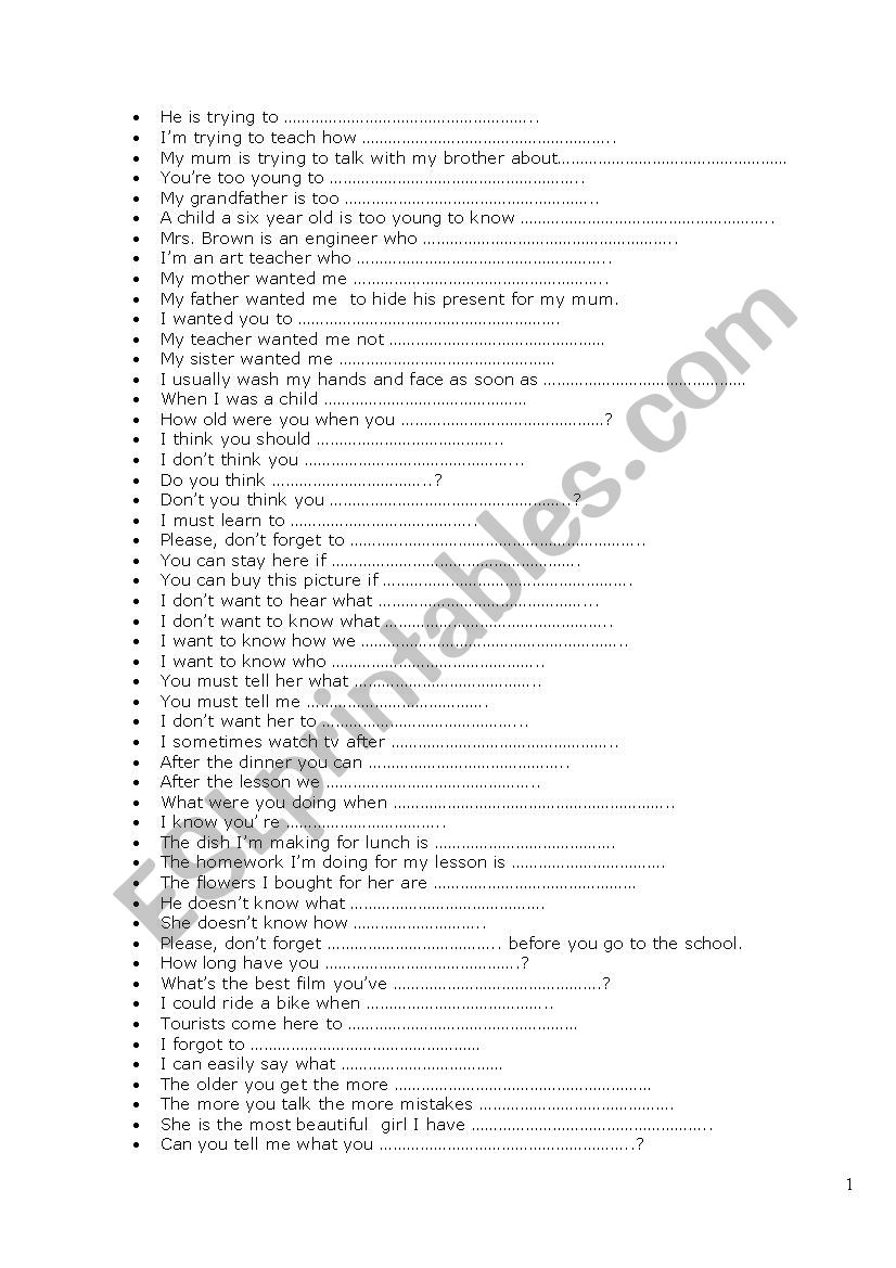 letÂ´s make up sentences worksheet