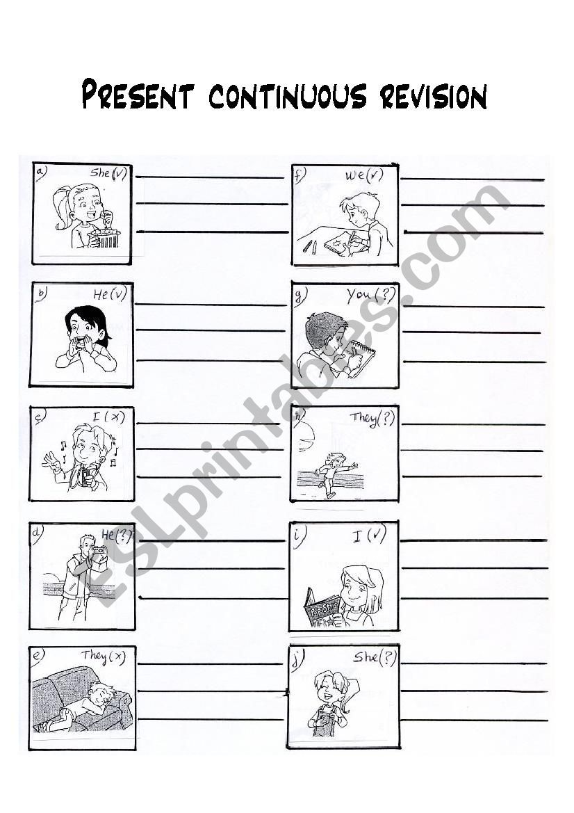 Present Continuous Revision worksheet