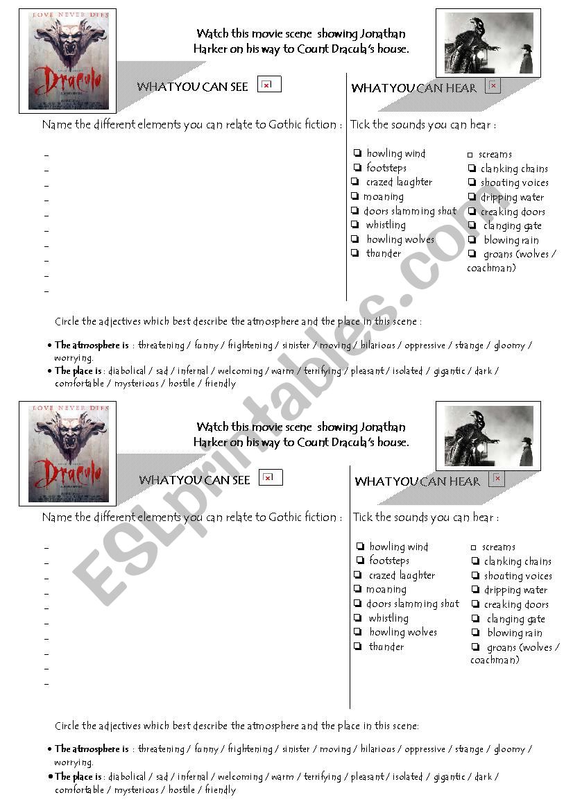 DRACULA worksheet