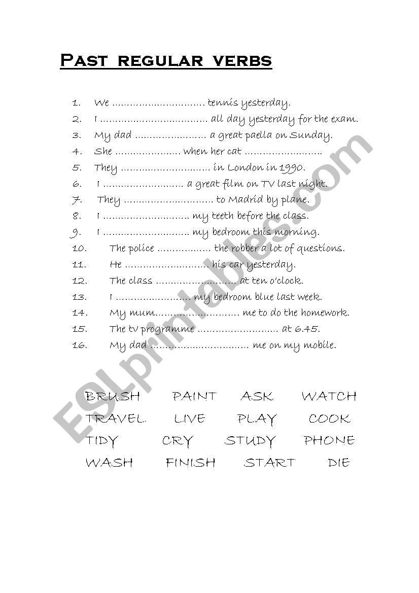 SIMPLE  PAST worksheet