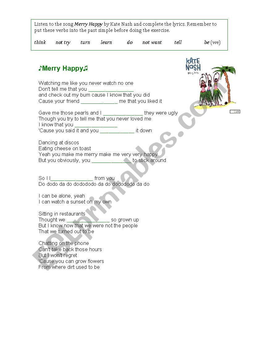 Learning the past simple with songs (Merry Happy)