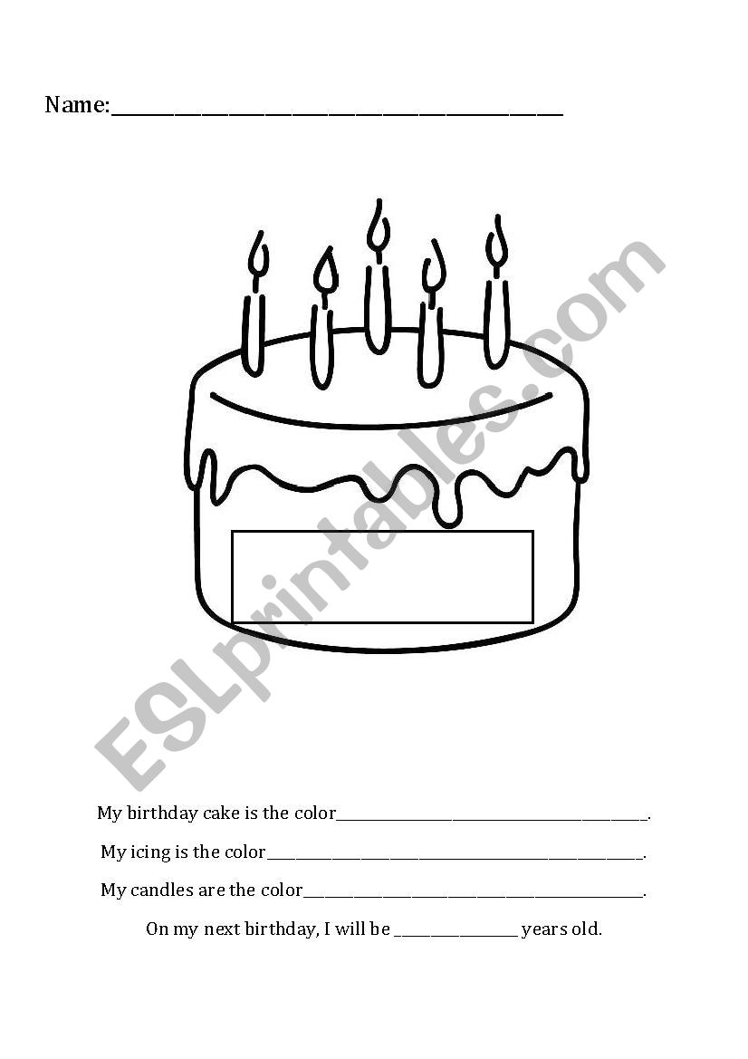 Birthday Cake worksheet