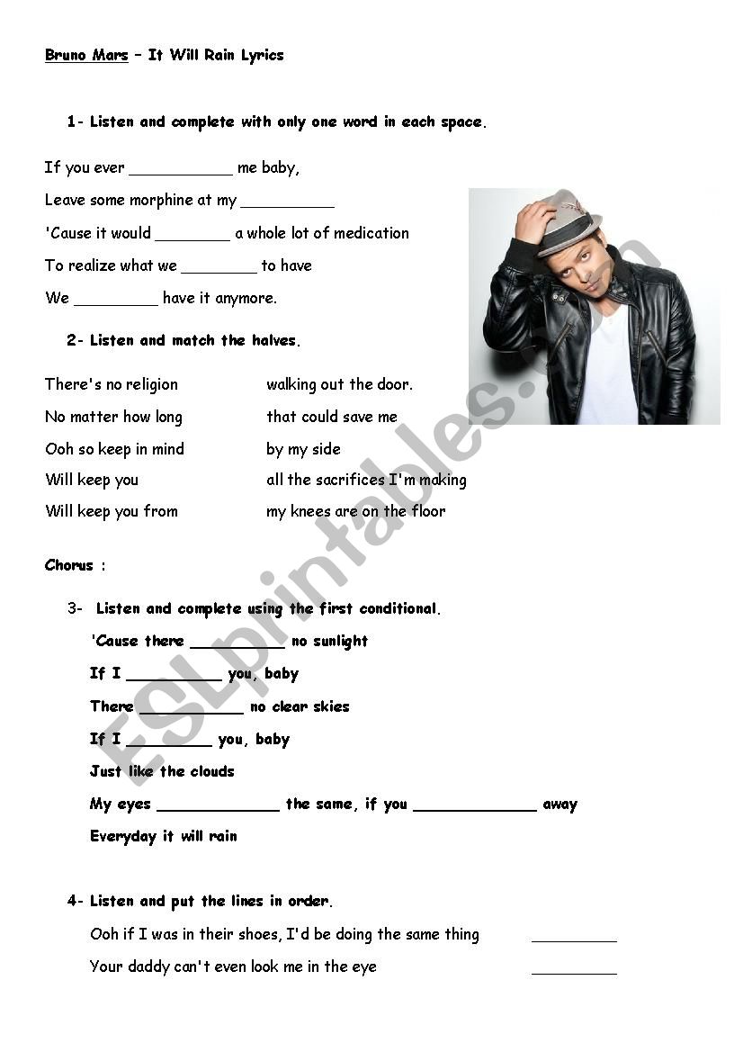 SONG worksheet