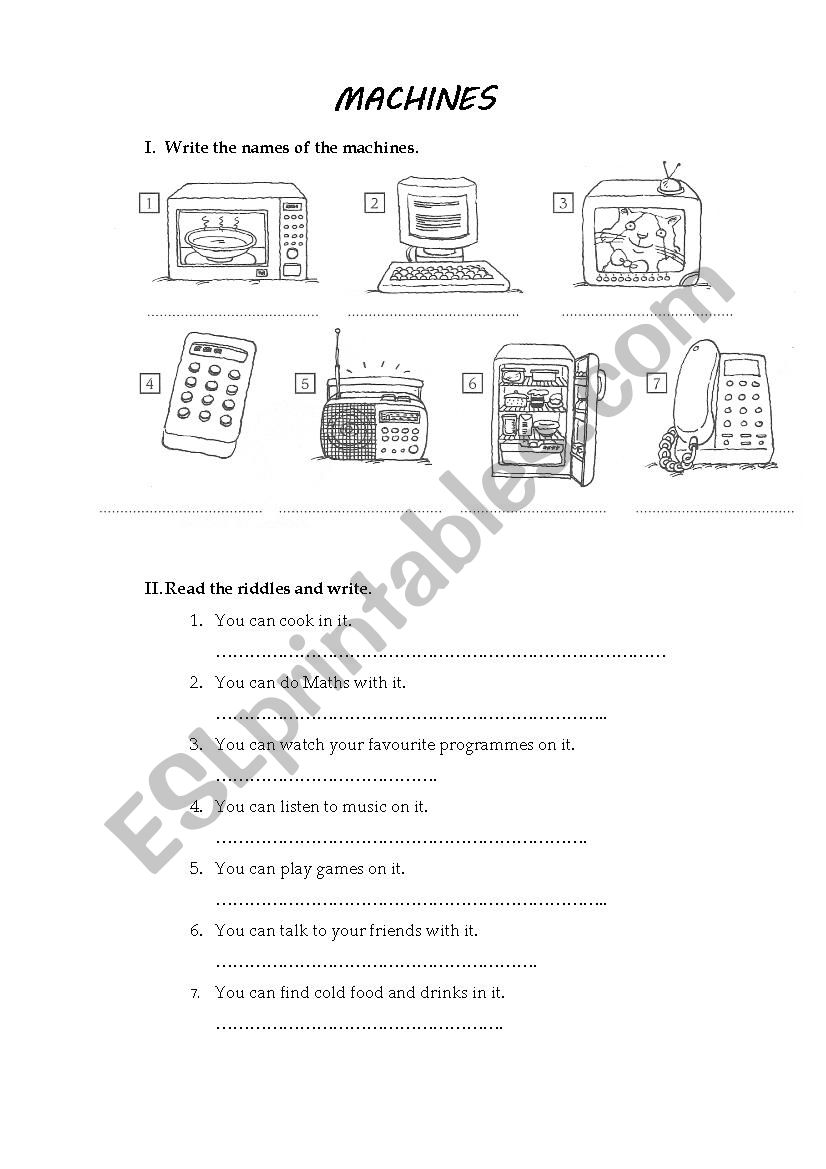 Machines - vocabulary practice