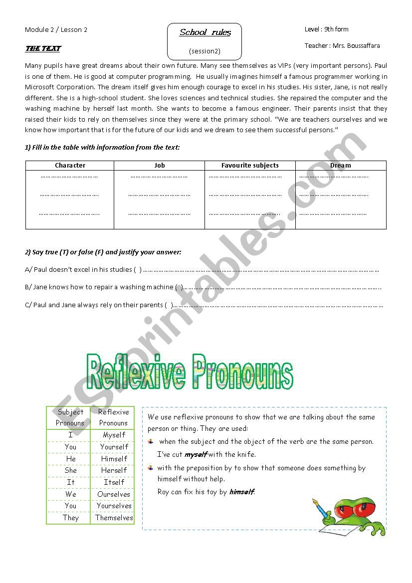 school rules worksheet worksheet