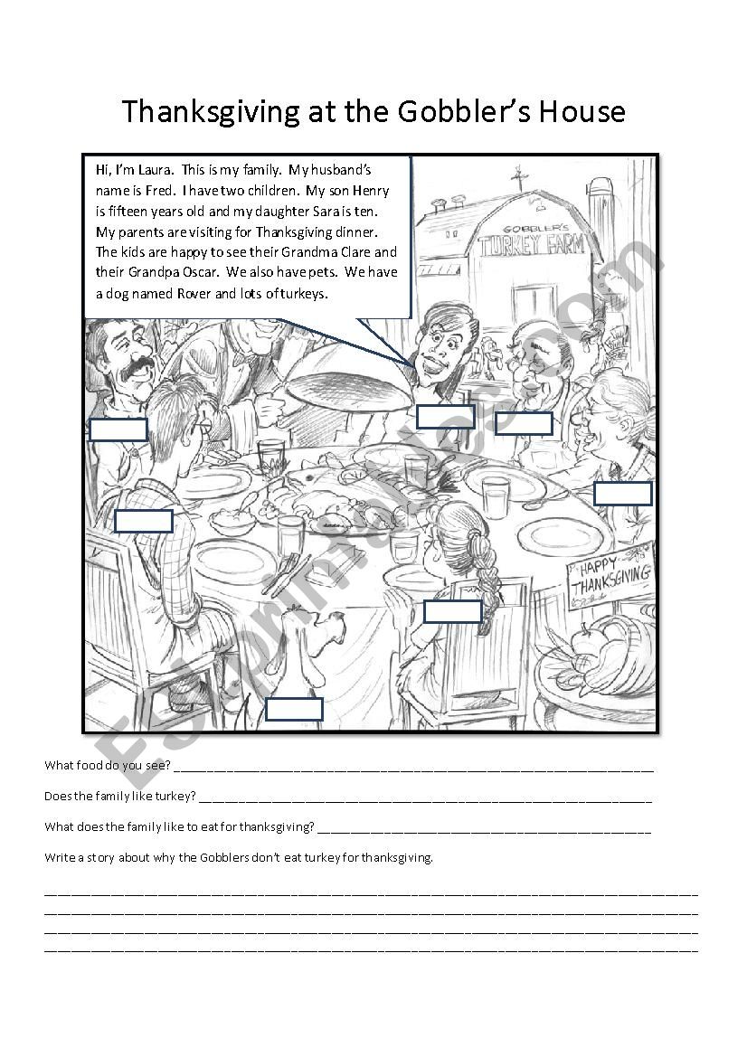 Thanksgiving at the Gobbler´s worksheet