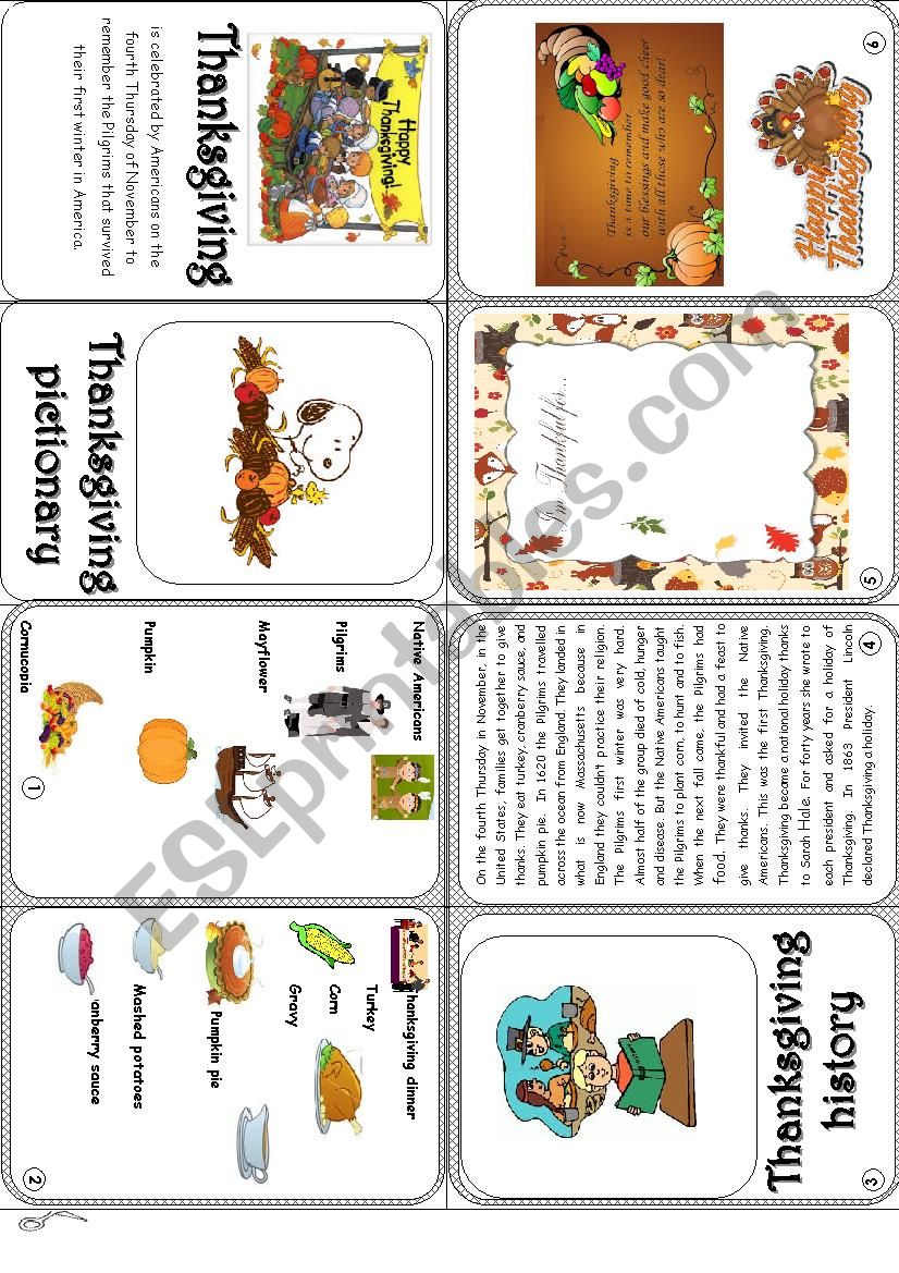 THANKSGIVING MINIBOOK worksheet