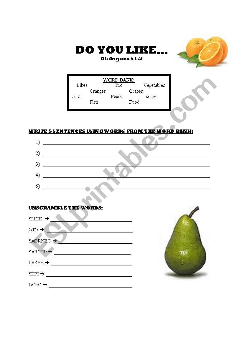 Do You Like worksheet