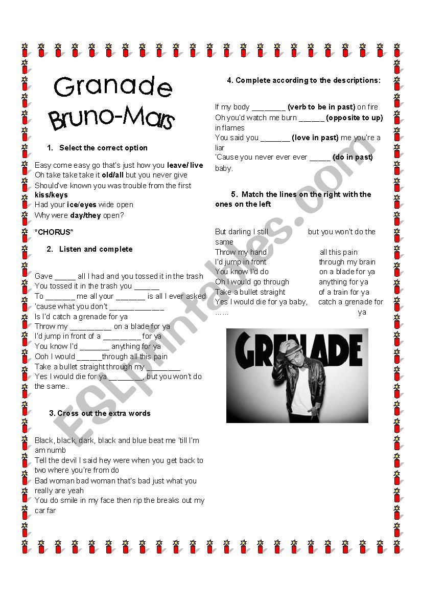 Grenade  worksheet