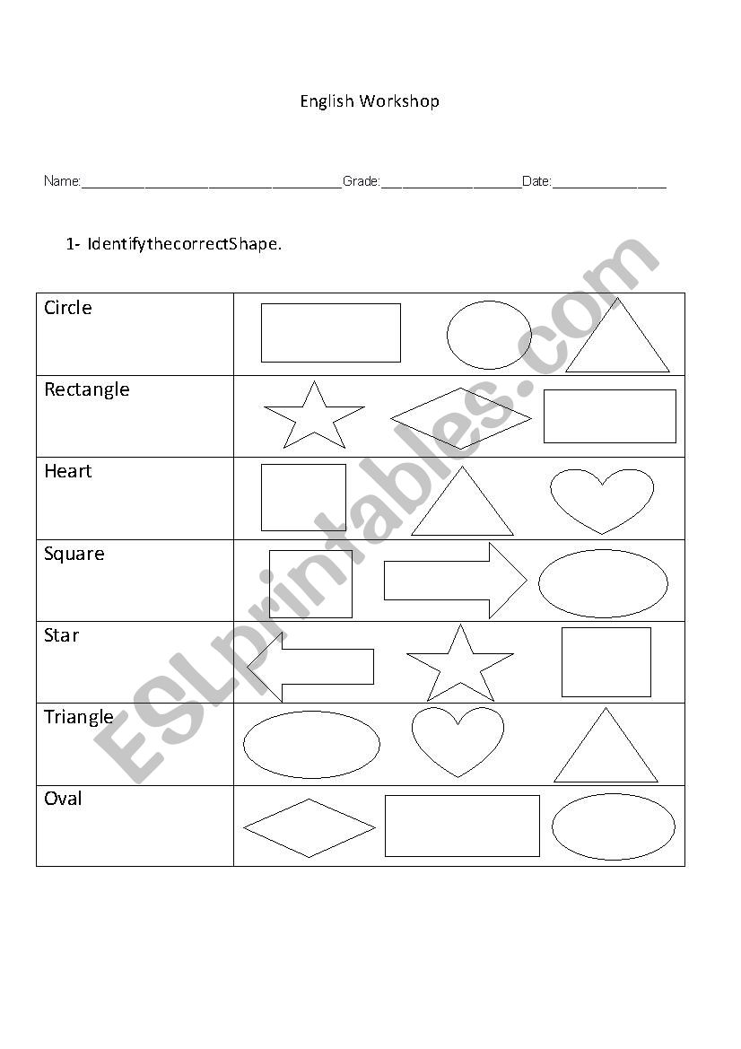 Shapes worksheet