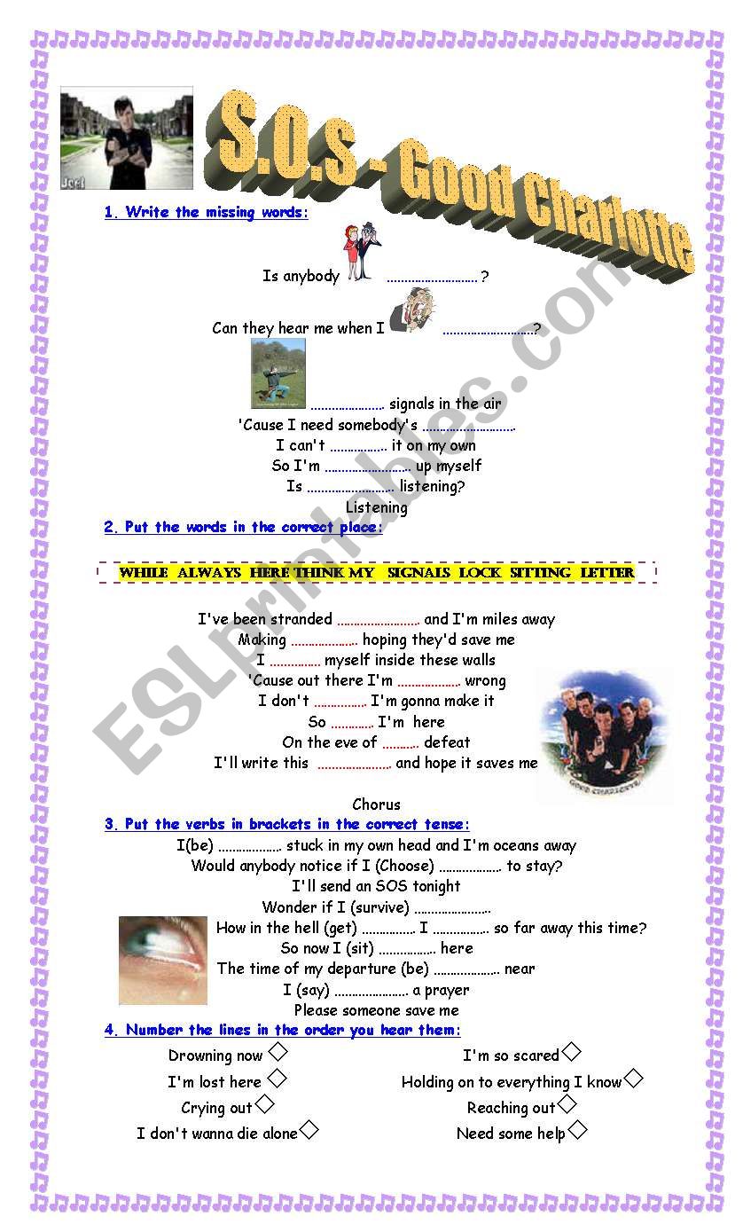 S.O.S - Good Charlotte worksheet