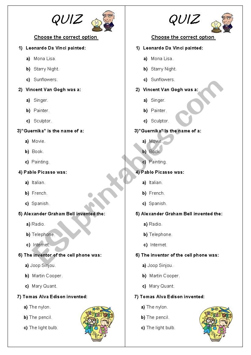 Quiz worksheet