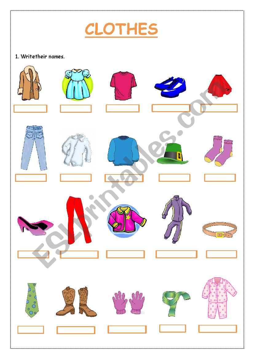 Clothes worksheet