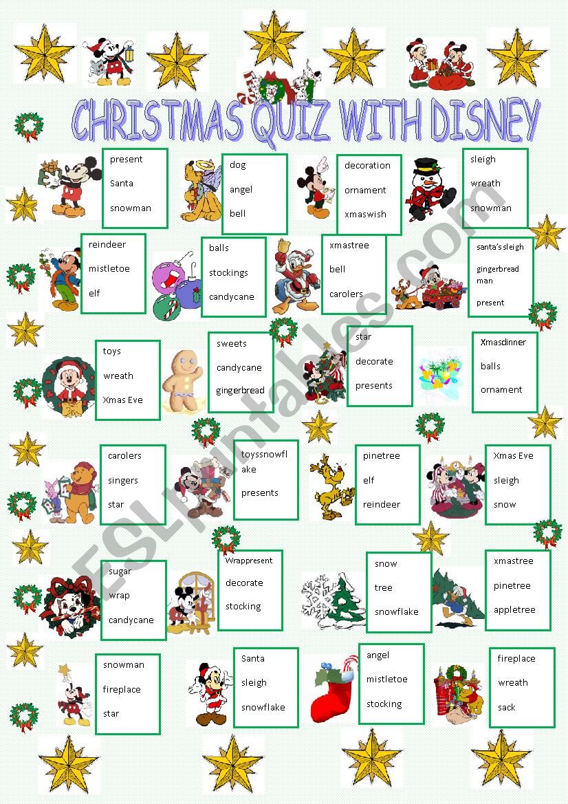 Christmas quiz with Disney worksheet