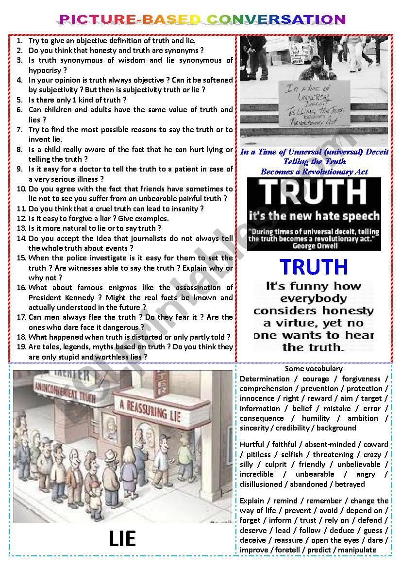 Picture-based conversation : topic 80 : Lie vs Truth