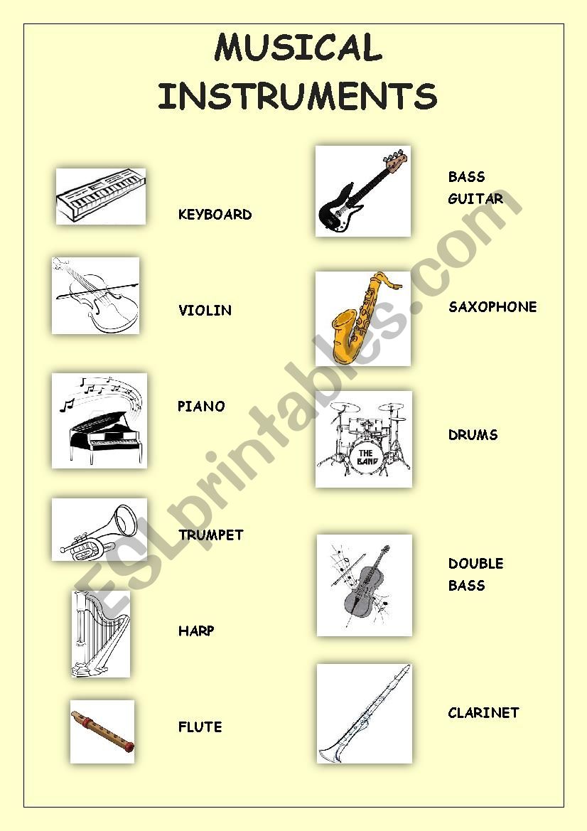 musical instruments worksheet