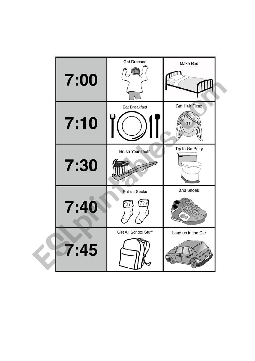 Morning-Routine-Printable worksheet