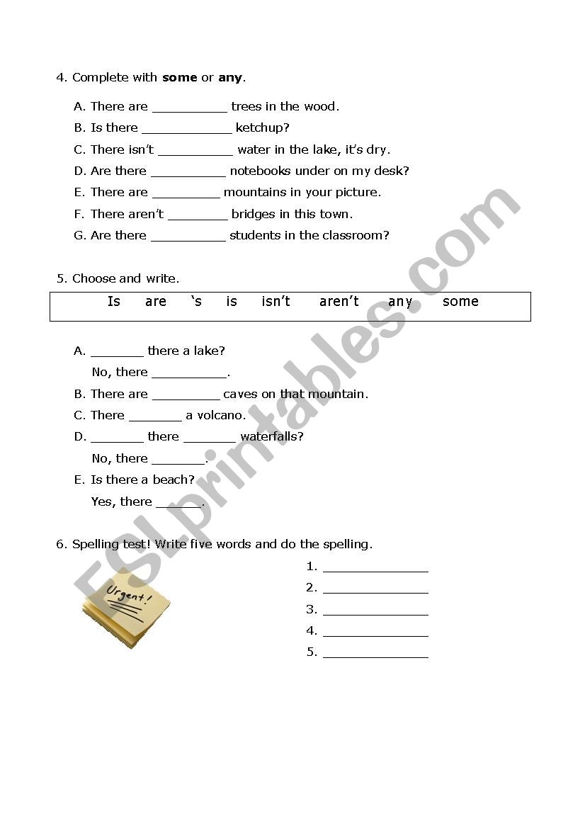 English test worksheet