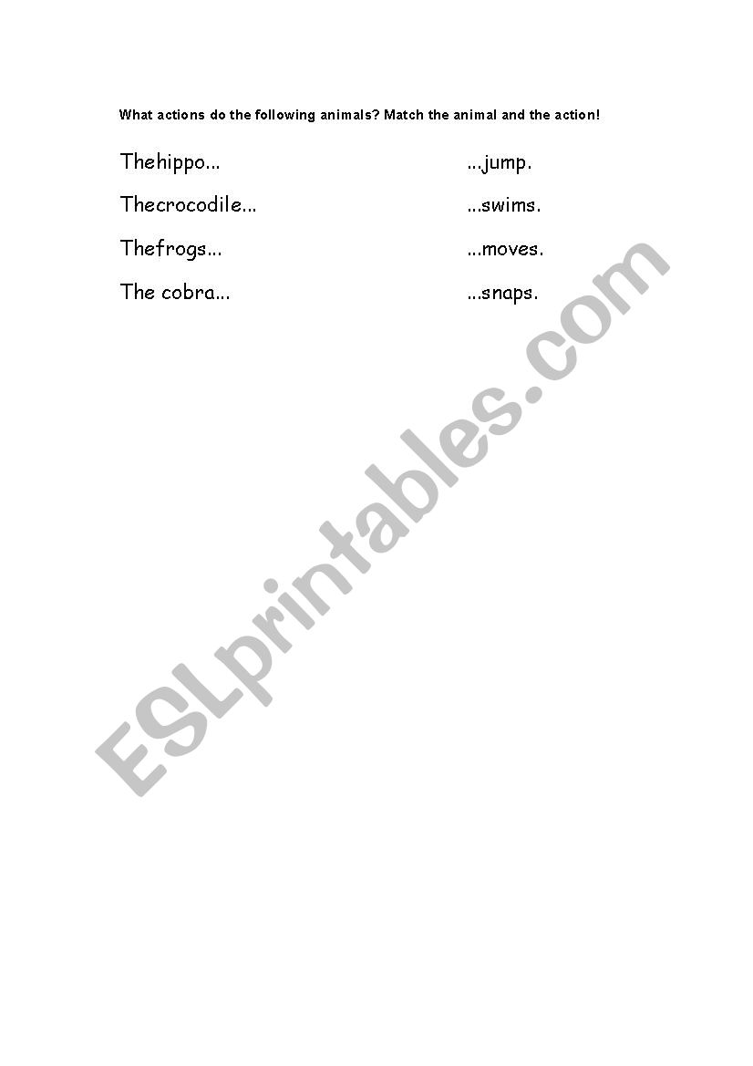 Animal action - ESL worksheet by rchortal Animal action - ESL worksheet by rchortal