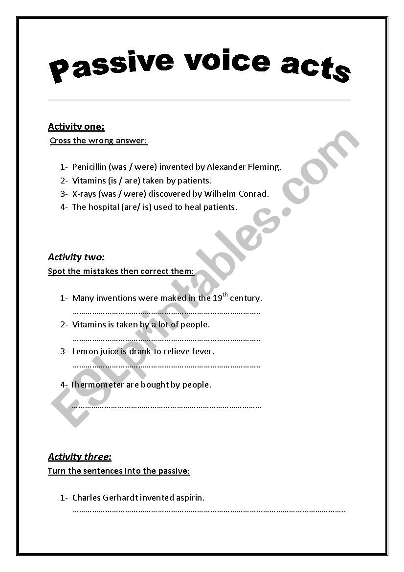 passive voice worksheet