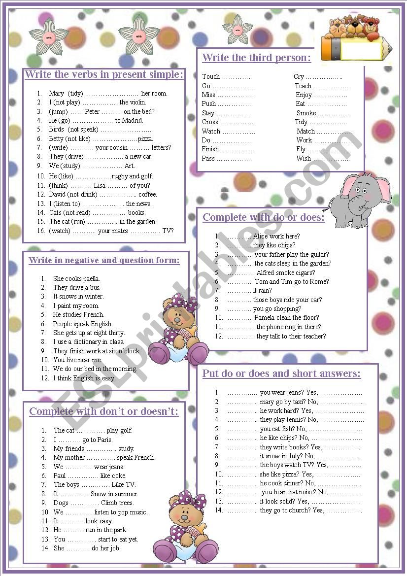 present simple. do, does, donÂ´t, doesnÂ´t