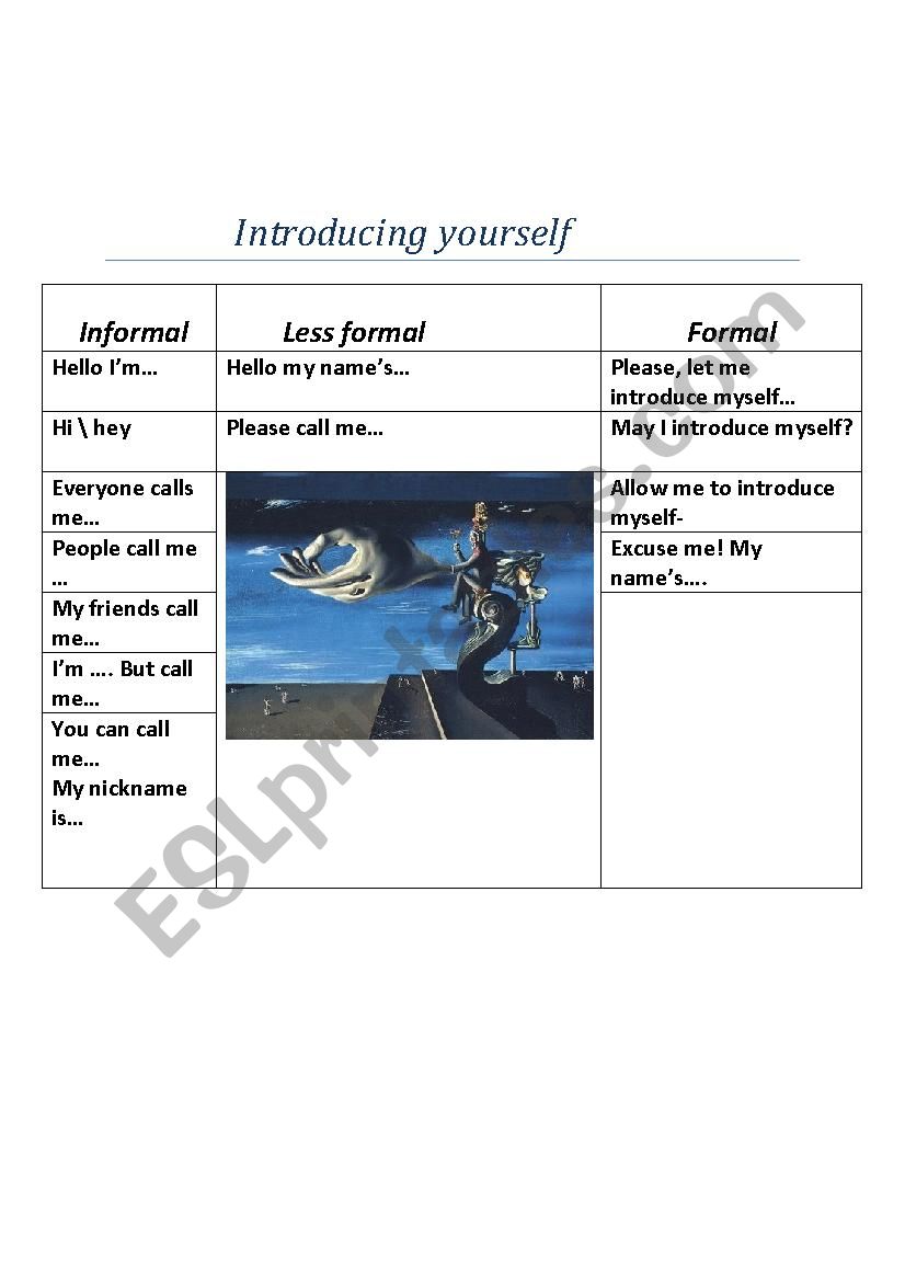 Introducing yourself worksheet