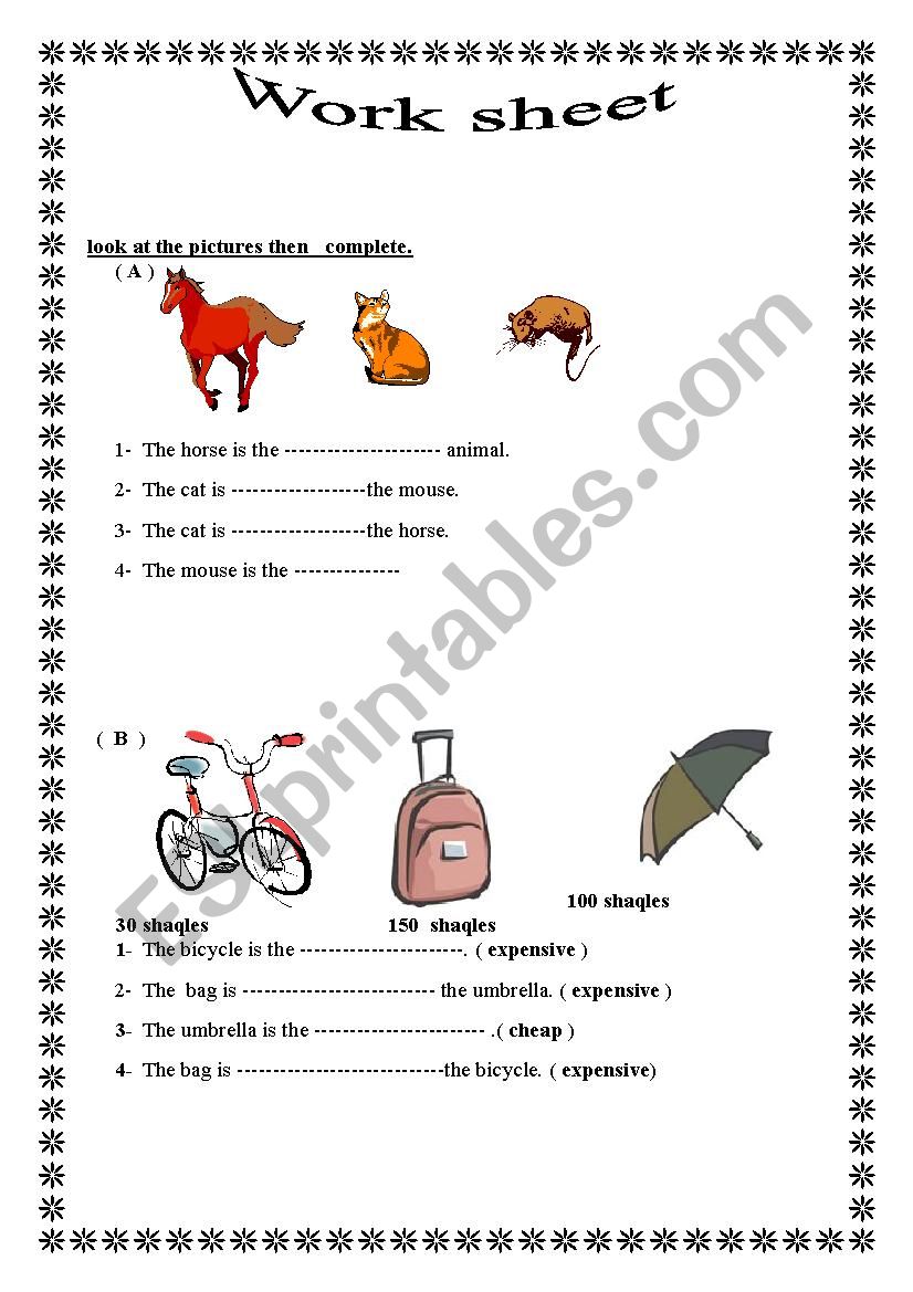 compative superlative worksheet