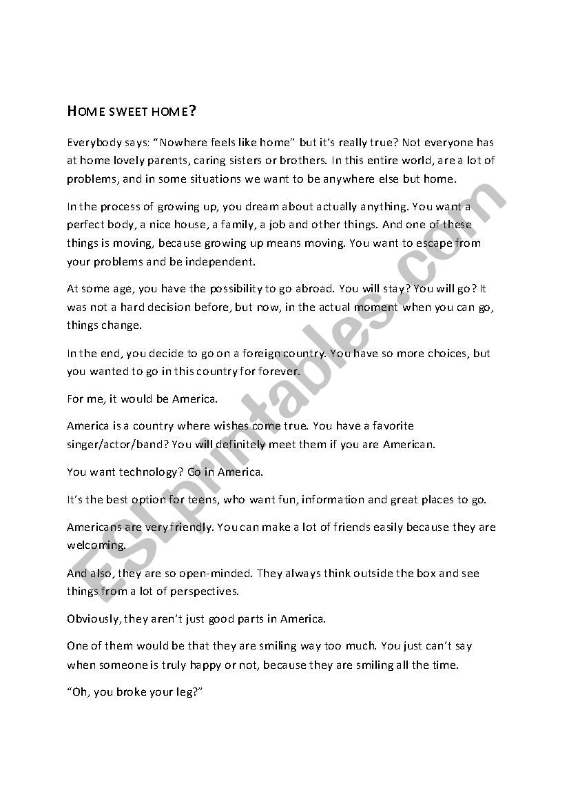 america worksheet
