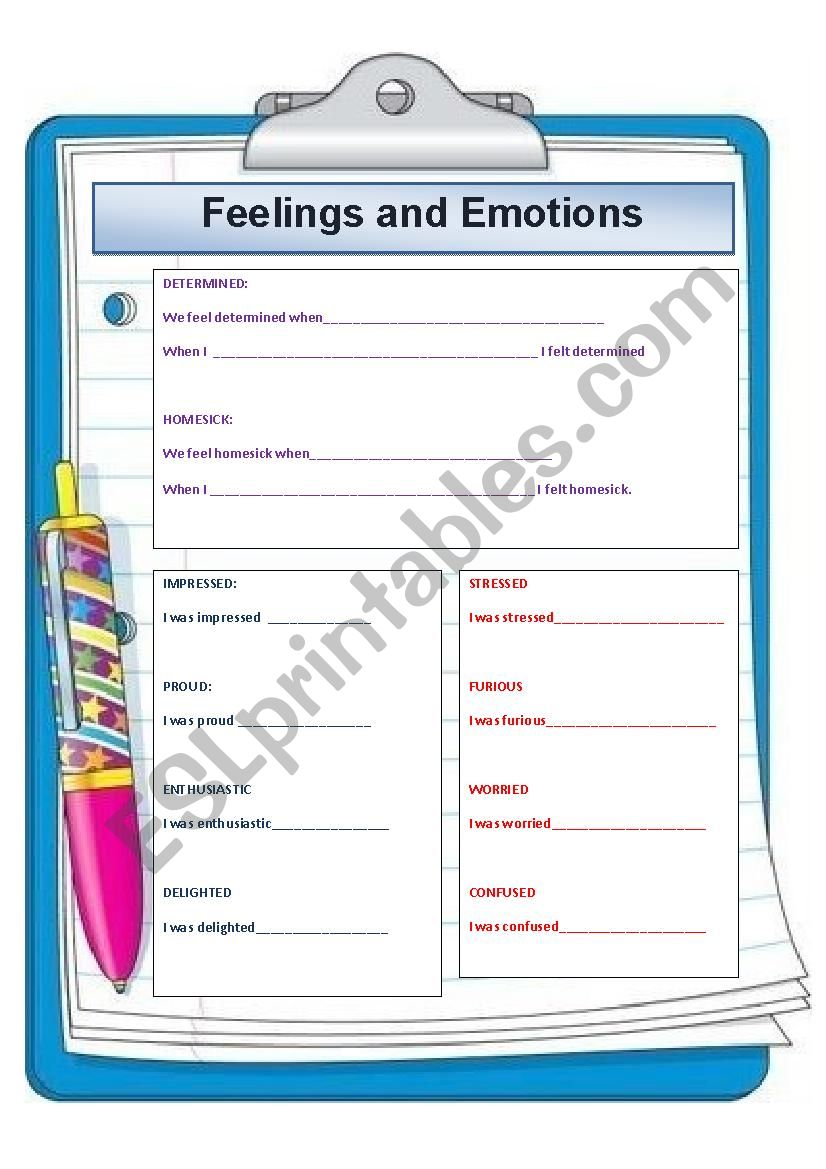 Feelings and Emotions worksheet