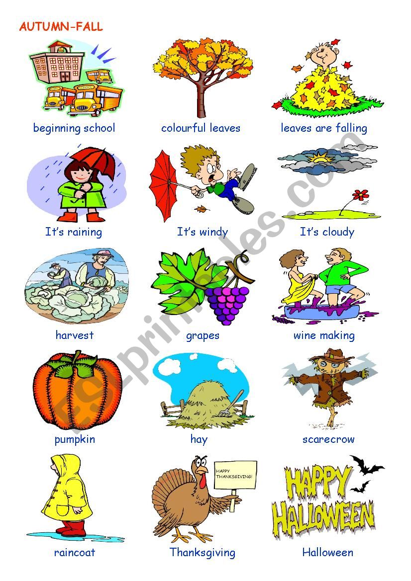 Autumn bingo handout worksheet