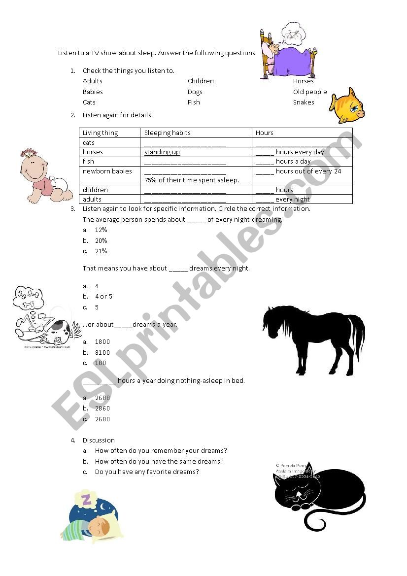TV show about sleep worksheet