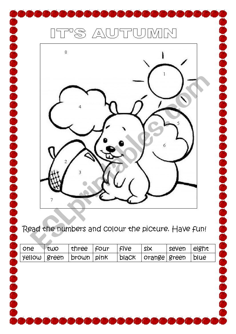 autumn colouring worksheet