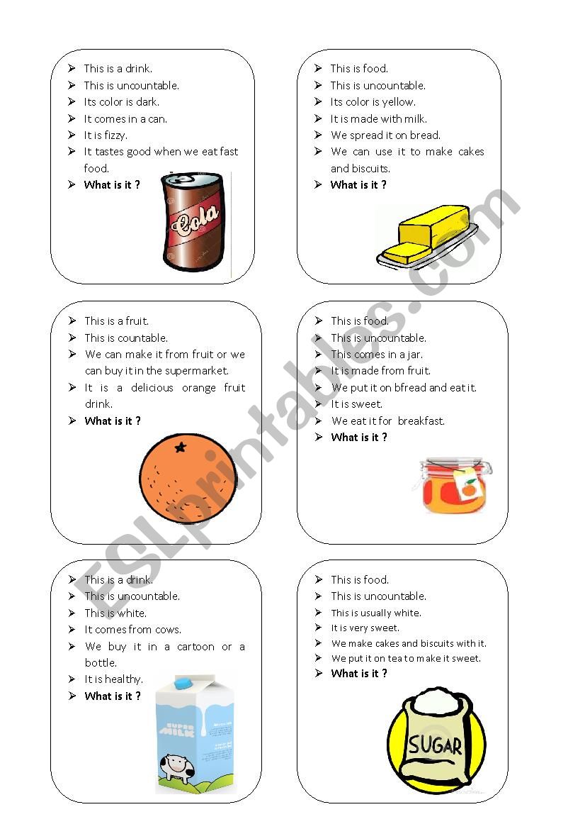 Food and Drinks worksheet