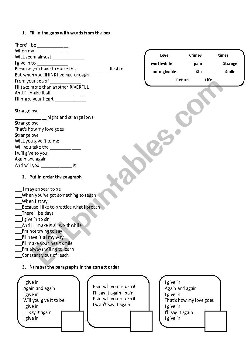 love Mode worksheet