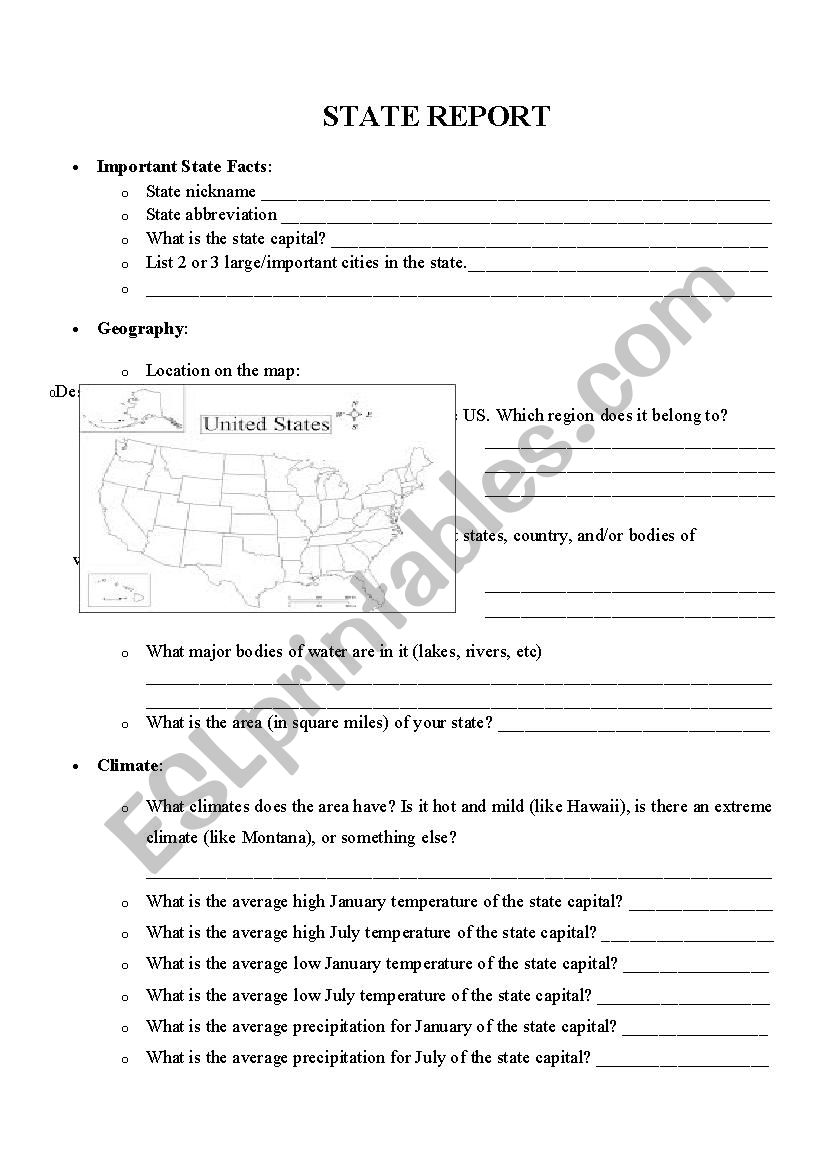 State Report worksheet