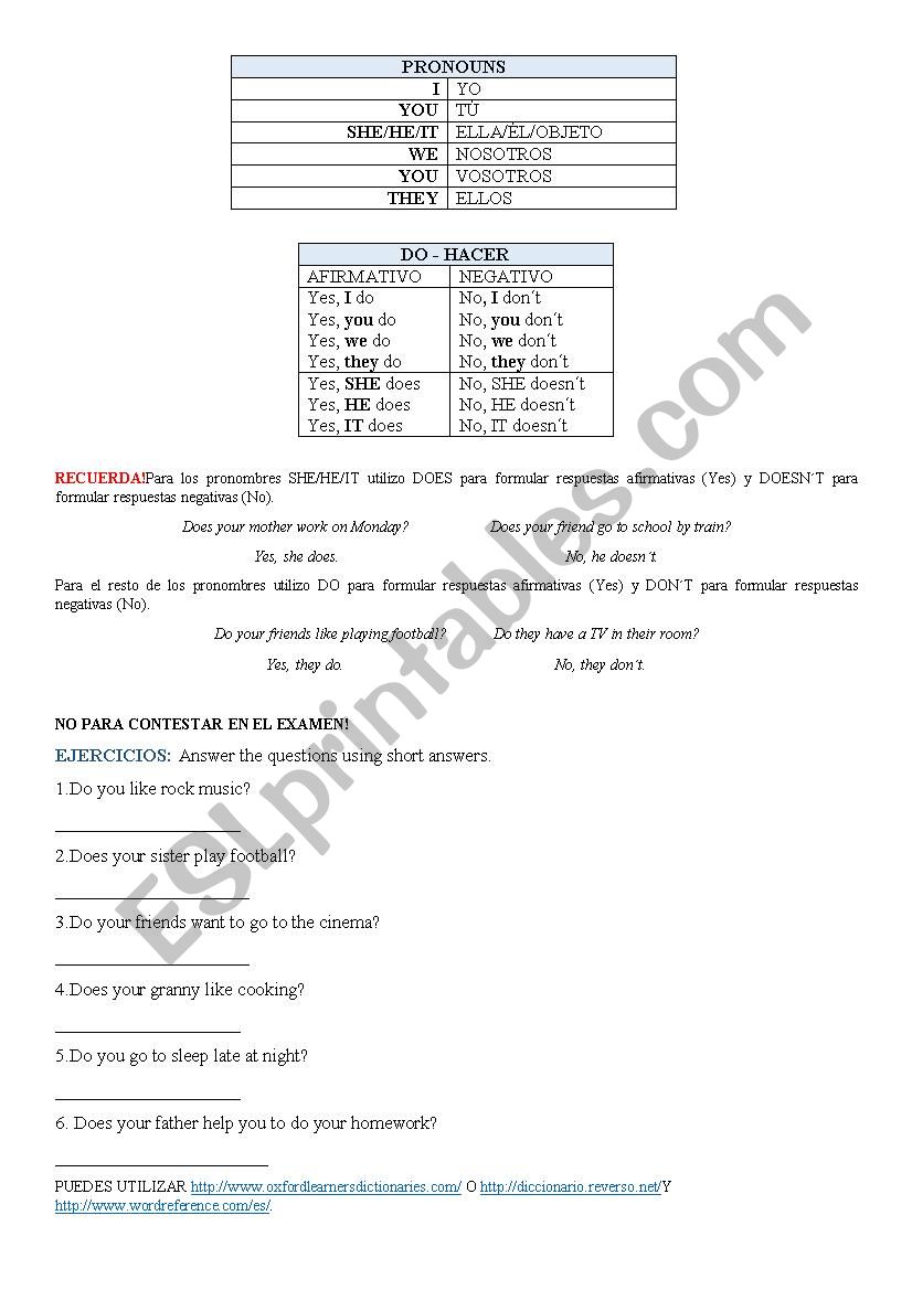 Verb To Do Worksheet