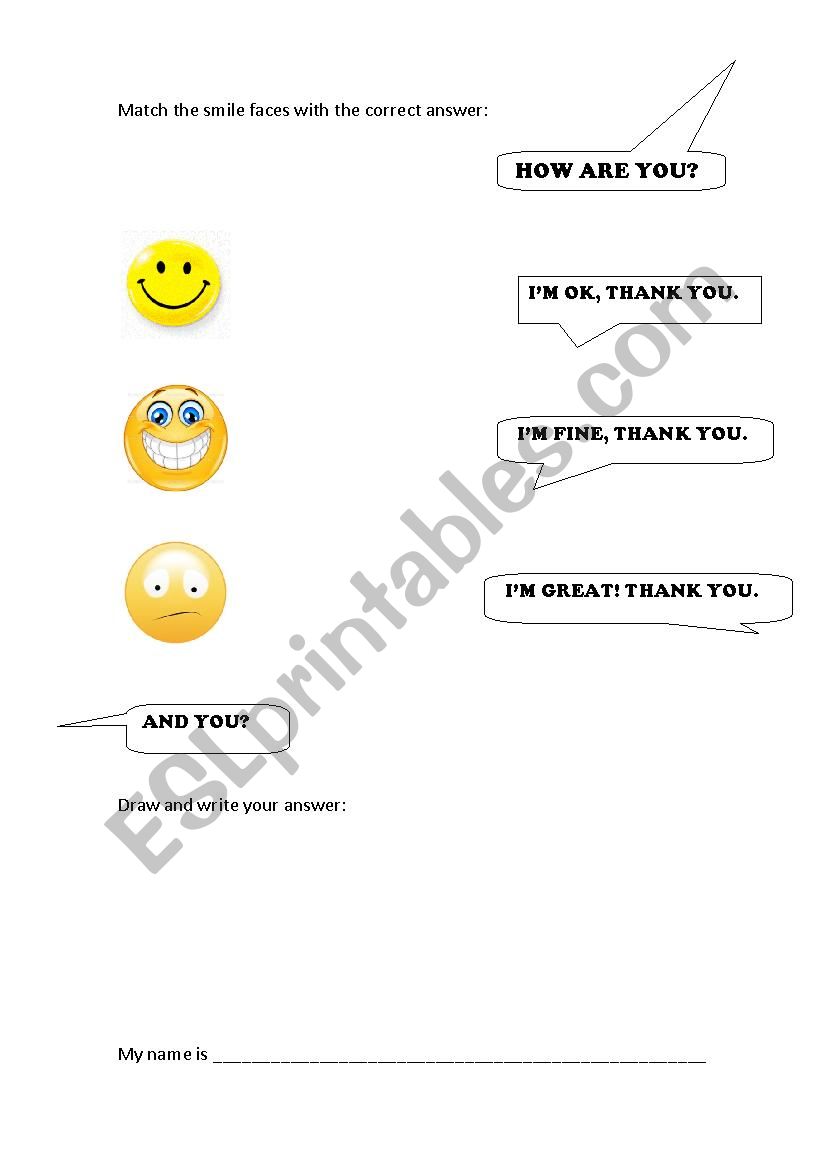 How are you? fine/ ok/ great worksheet