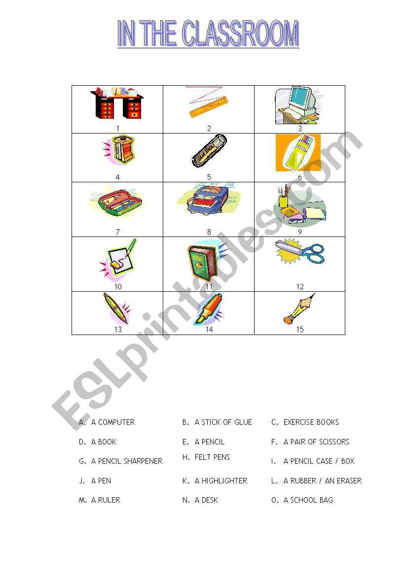 in the classroom worksheet