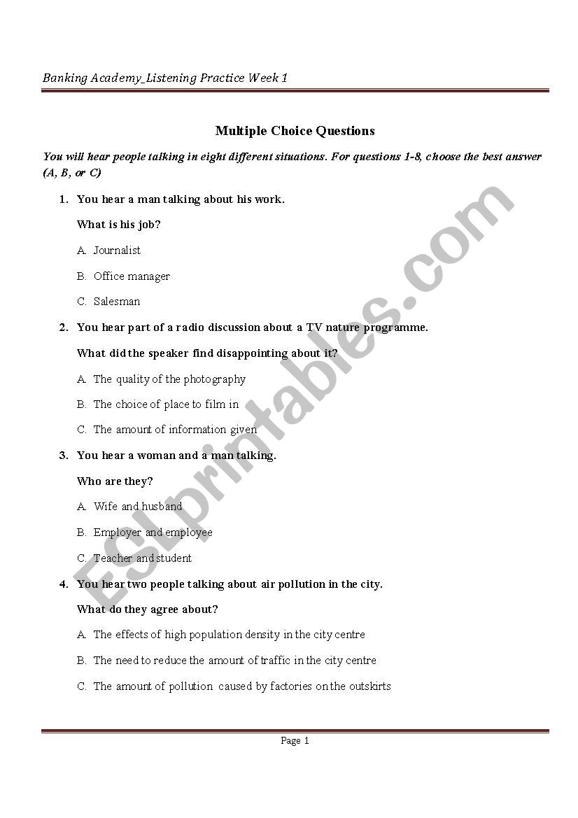 Listening_multiple choice questions_FCE format_part 1