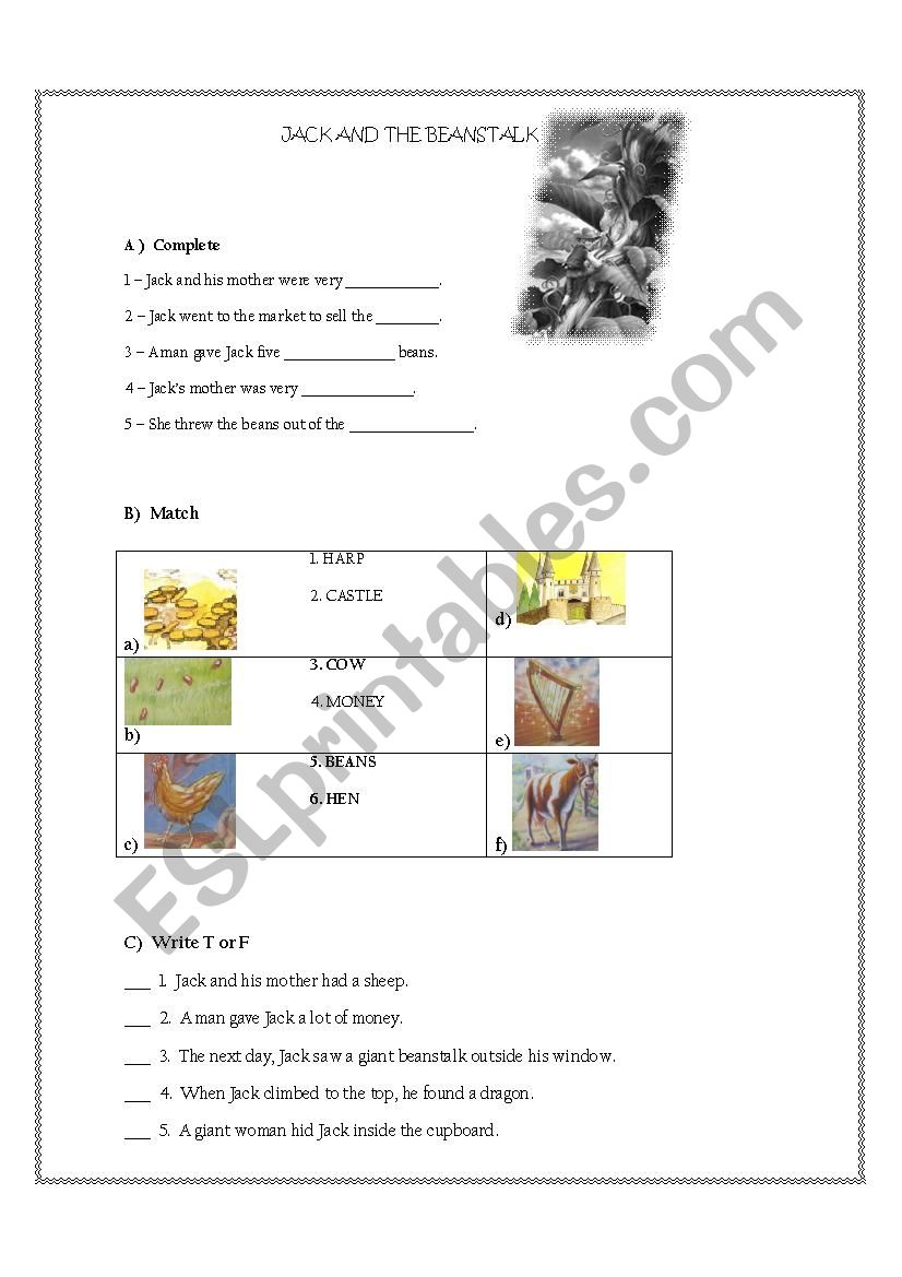 Jack and the Beanstalk worksheet