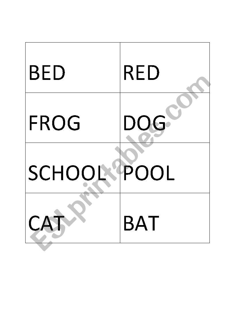 Rhyming flashcards worksheet