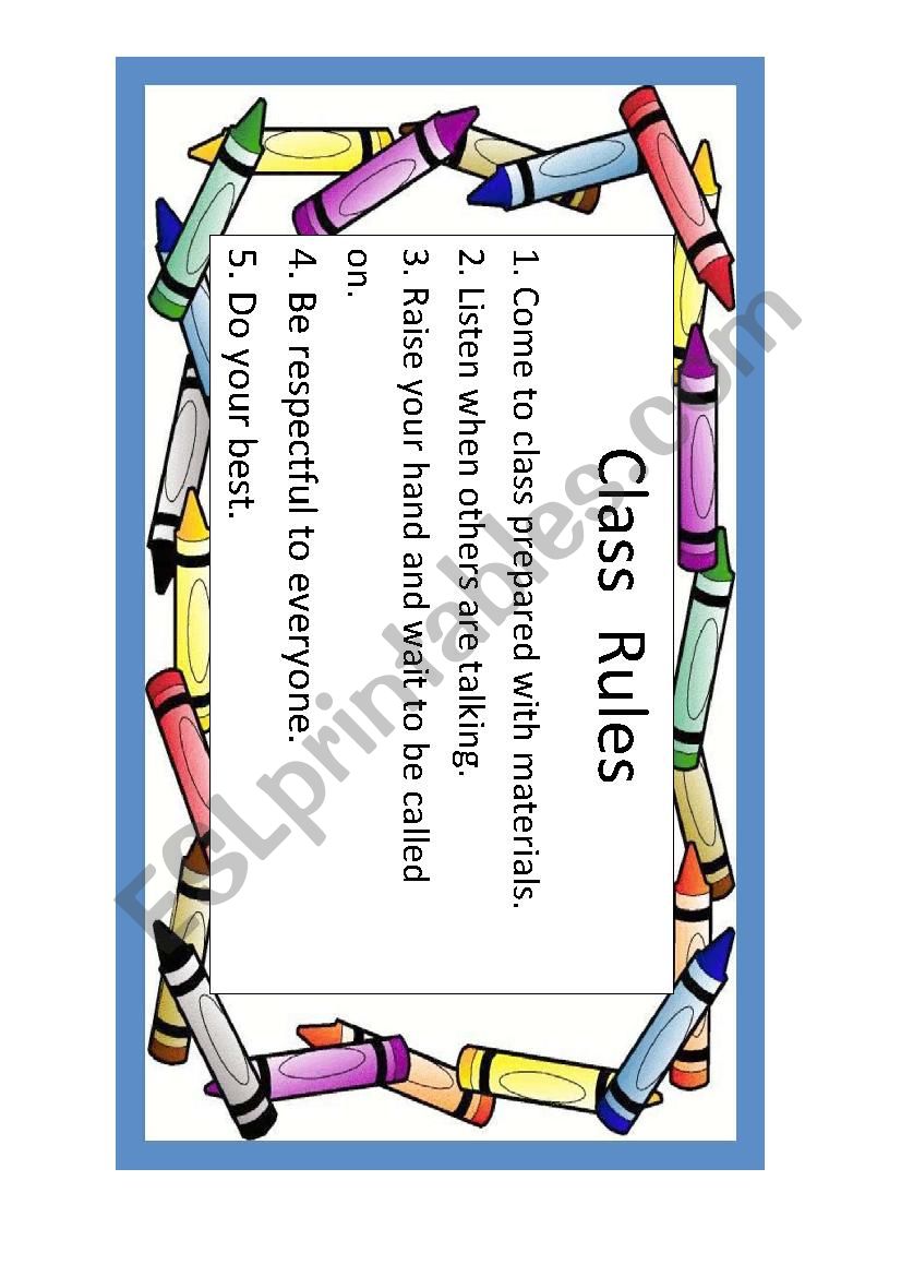 class rules worksheet